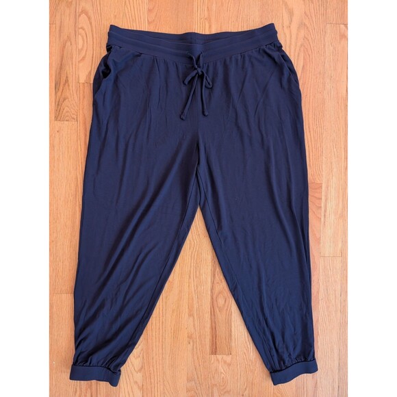 Eileen Fisher Navy Blue Fine Jersey Slouchy Pants Joggers Large Viscose Stretch - Picture 1 of 11